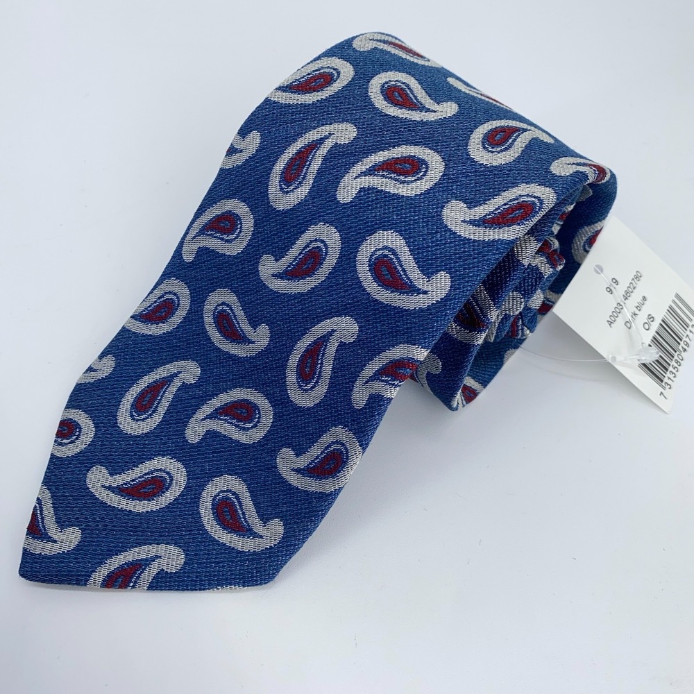 Eton Tie Mens‎ One Size Blue Paisley Silk Classic Luxury Necktie Italy Made NWT